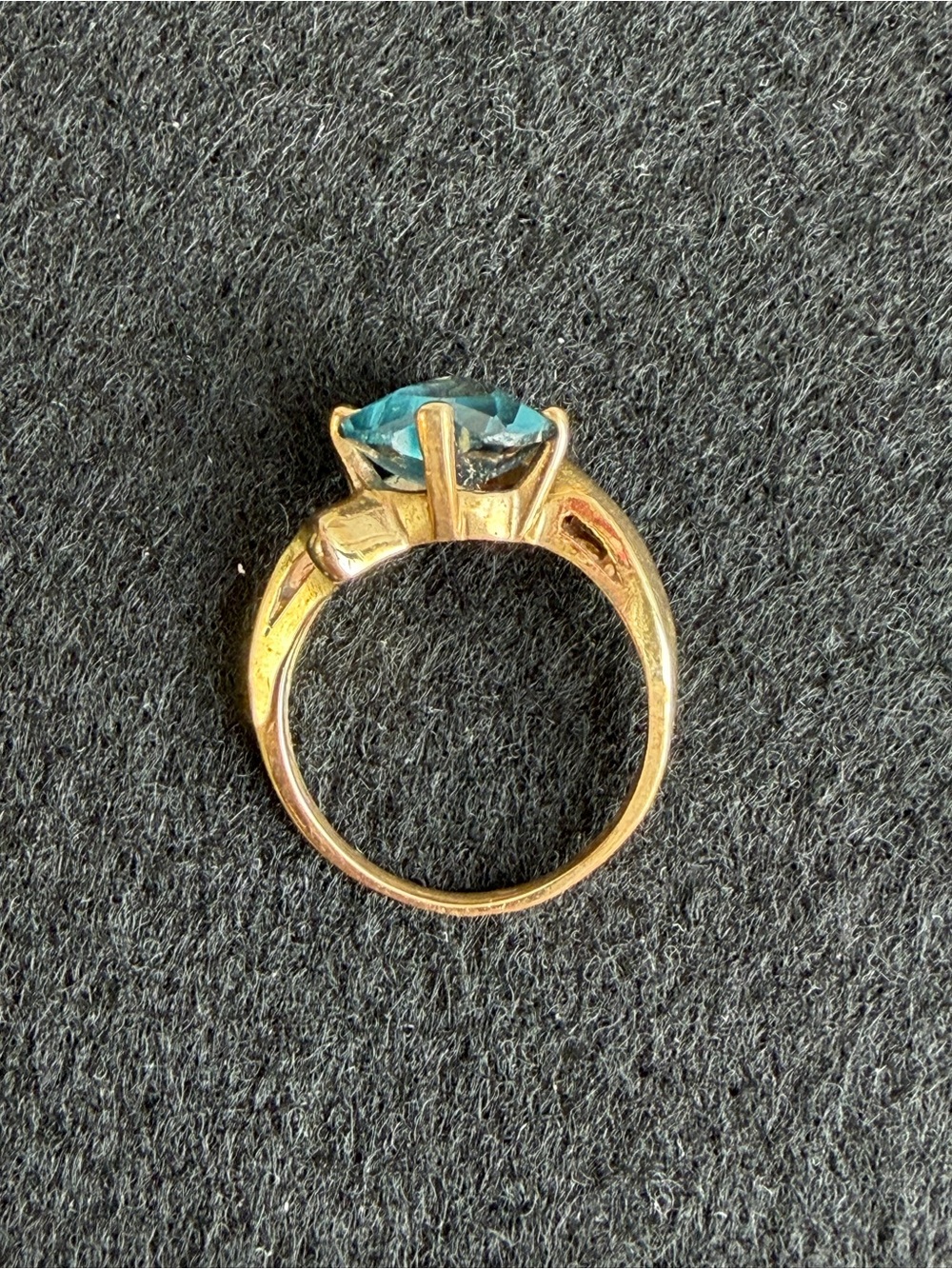 Vintage 10K Yellow Gold Blue Heart Ring Size 5-5.5 MS Jewelers - Picture 6 of 9